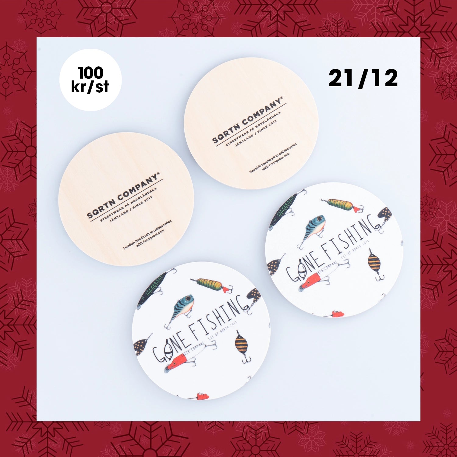 GONE FISHING UNDERLÄGG 4-PACK - LURE WHITE