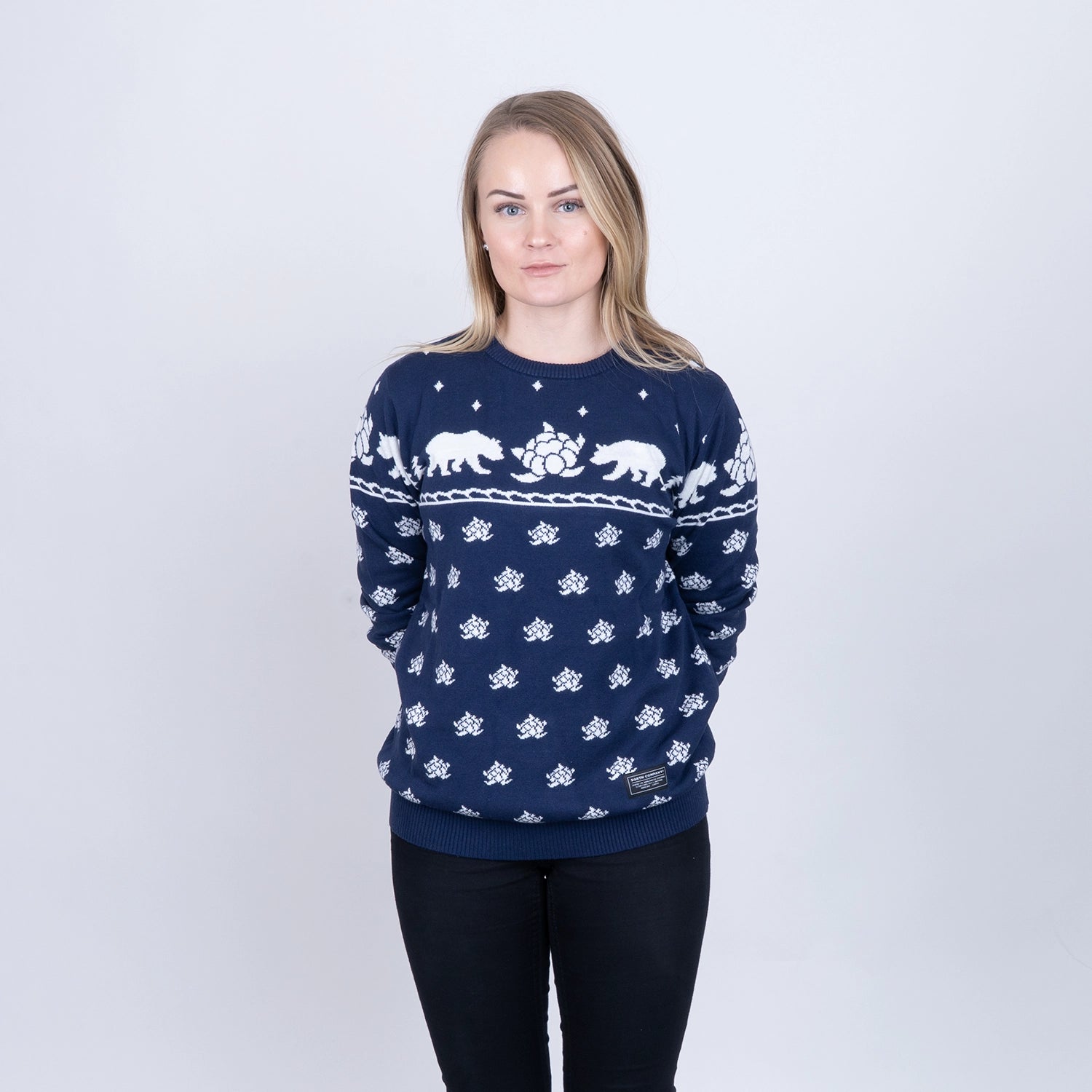 BEAR KNITTED CREWNECK - DARK NAVY