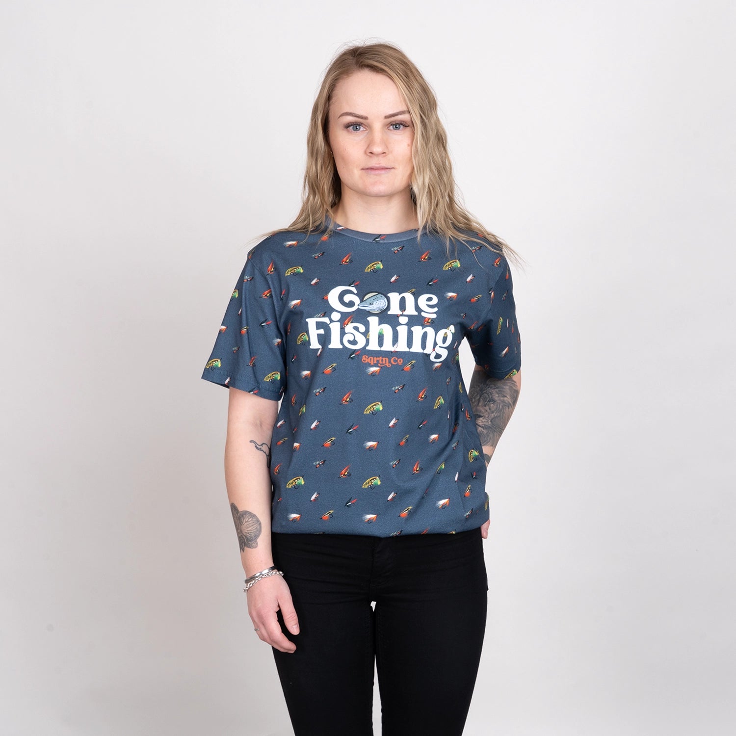 GONE FISHING T-SHIRT - LAXFLUGOR BLUE