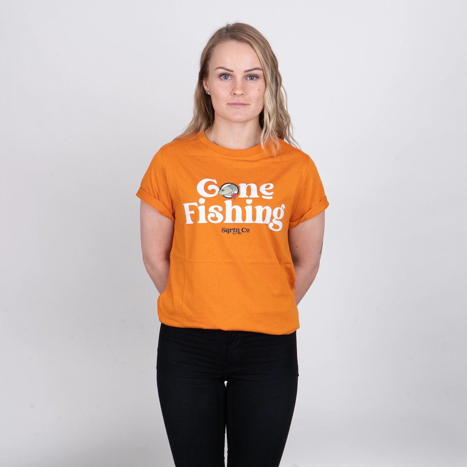 GONE FISHING T-SHIRT - ORANGE CARAMEL