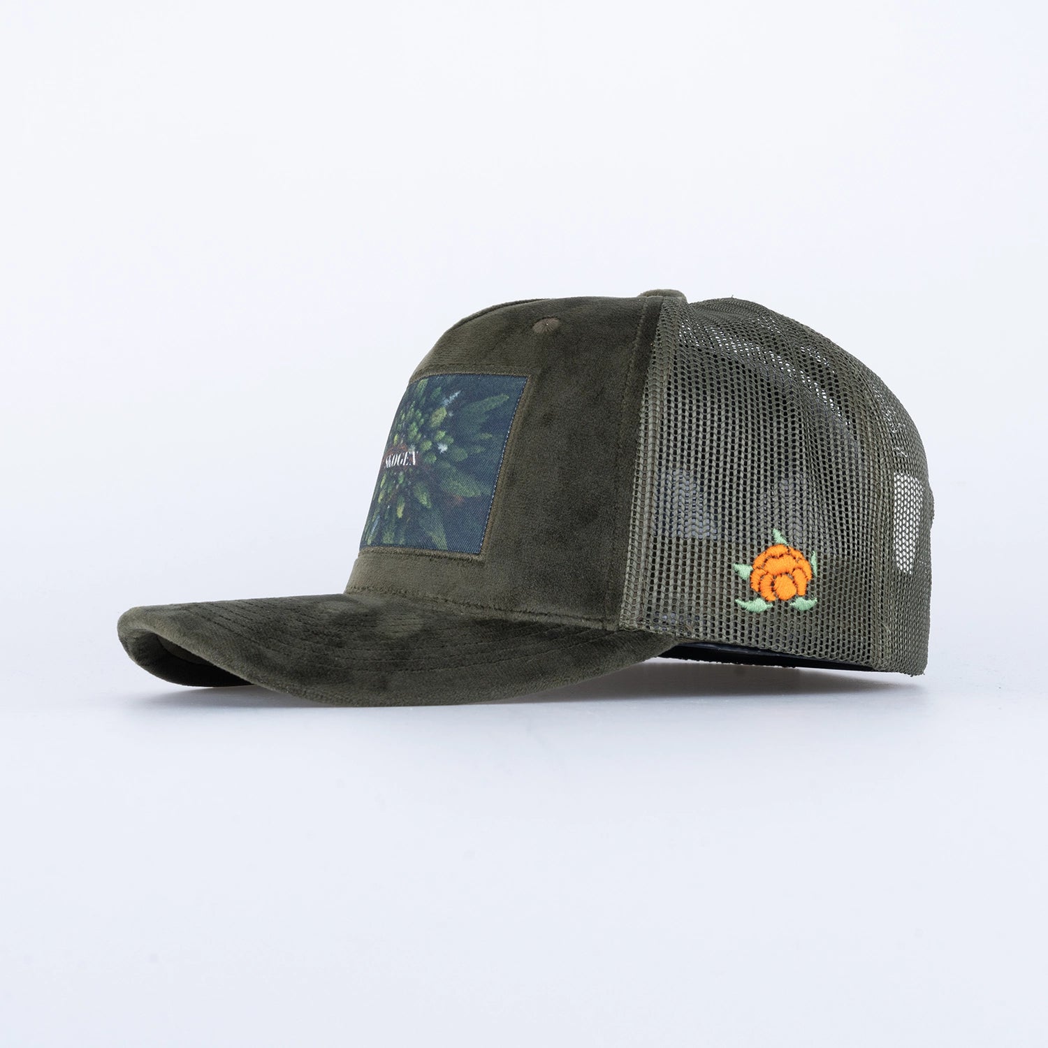 SKOGEN VELVET TRUCKER CAP - OLIVE