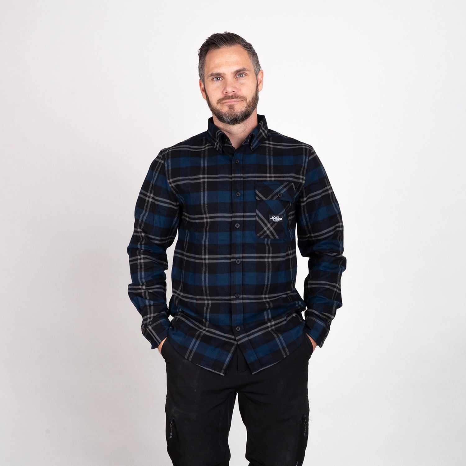 TGN PATCH FLANELL SHIRT - NAVY